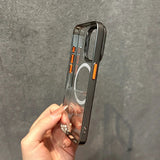 Natural Titanium Luxury Transparent Glass MagSafe Case + Camera Lens